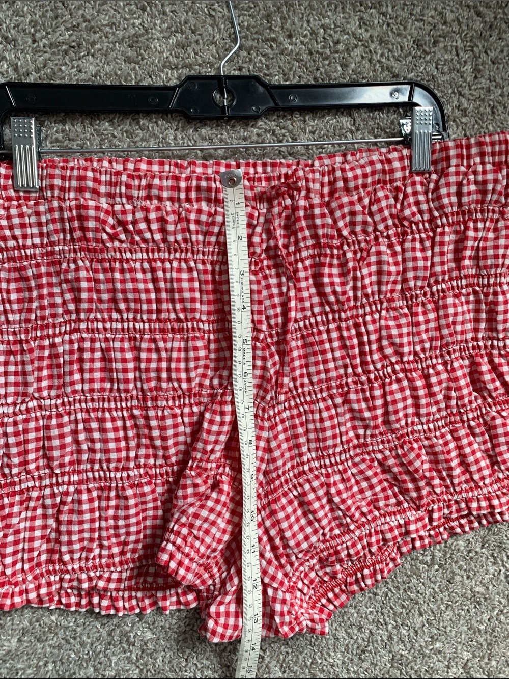 Sugar Kiss Red Gingham Smocked High Waisted Shorts - Picture 8 of 9